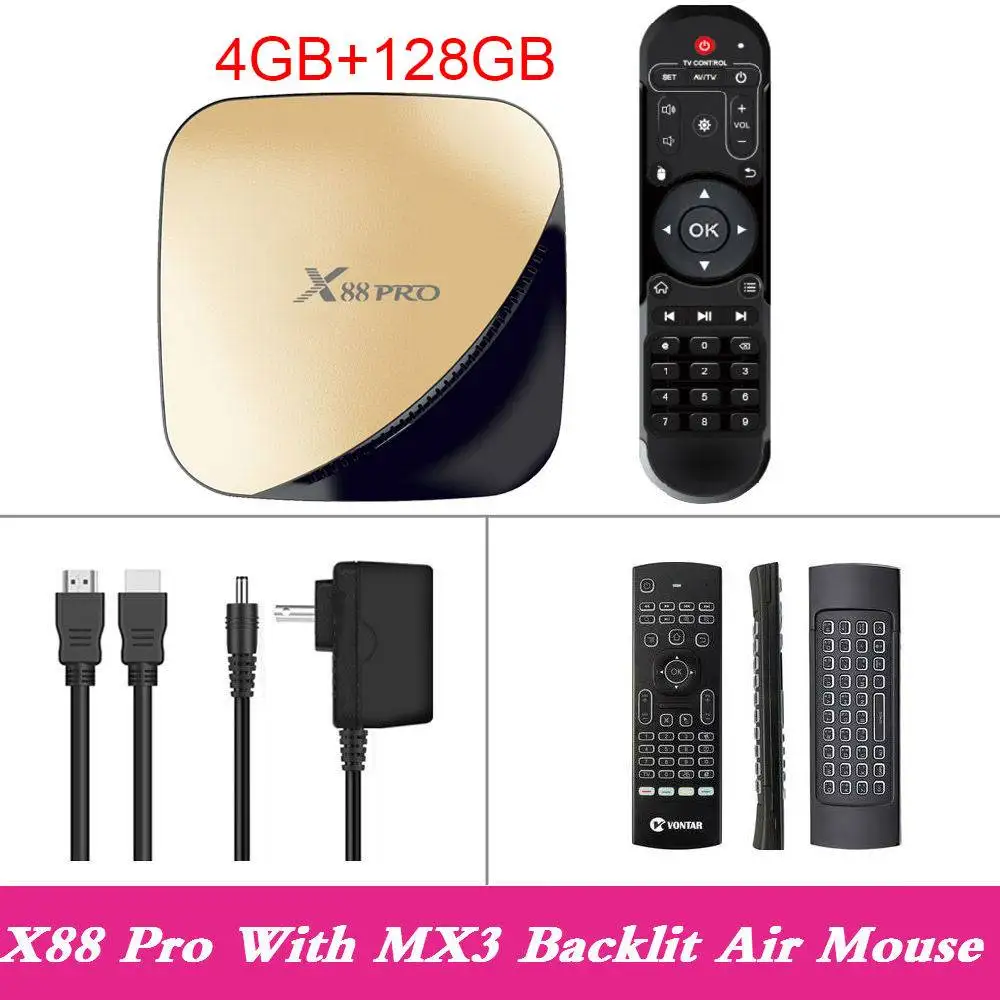 X88 PRO Smart tv BOX Android 9,0 4 Гб ОЗУ 32 Гб 64 Гб 128 Гб ПЗУ RK3318 четырехъядерный wifi 4K GooglePlay YouTube медиаплеер 2G16G - Цвет: 4GB128GB MX3