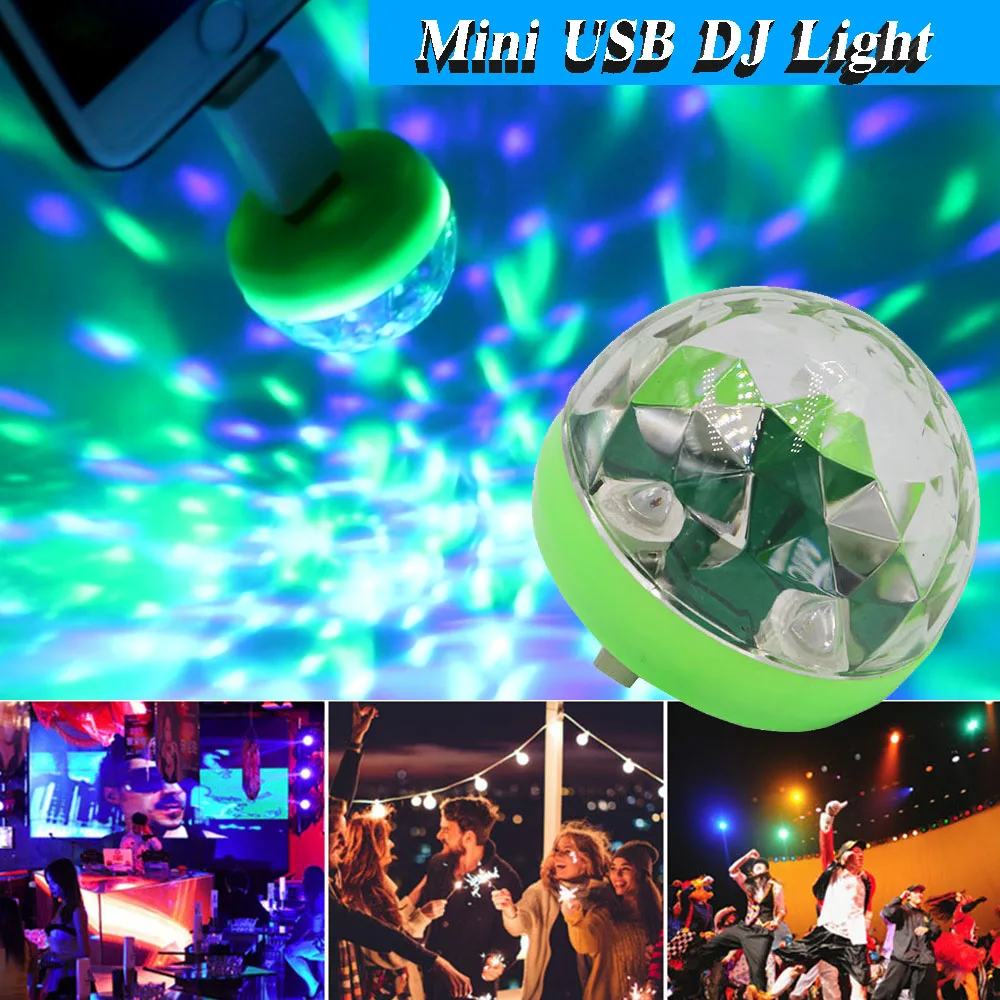 

YSYMini USB Disco DJ Light LED Lamp Crystal Magic Effect Stage Ball Lamps Music Control Cellphone USB Light RGB Atmosphere Light