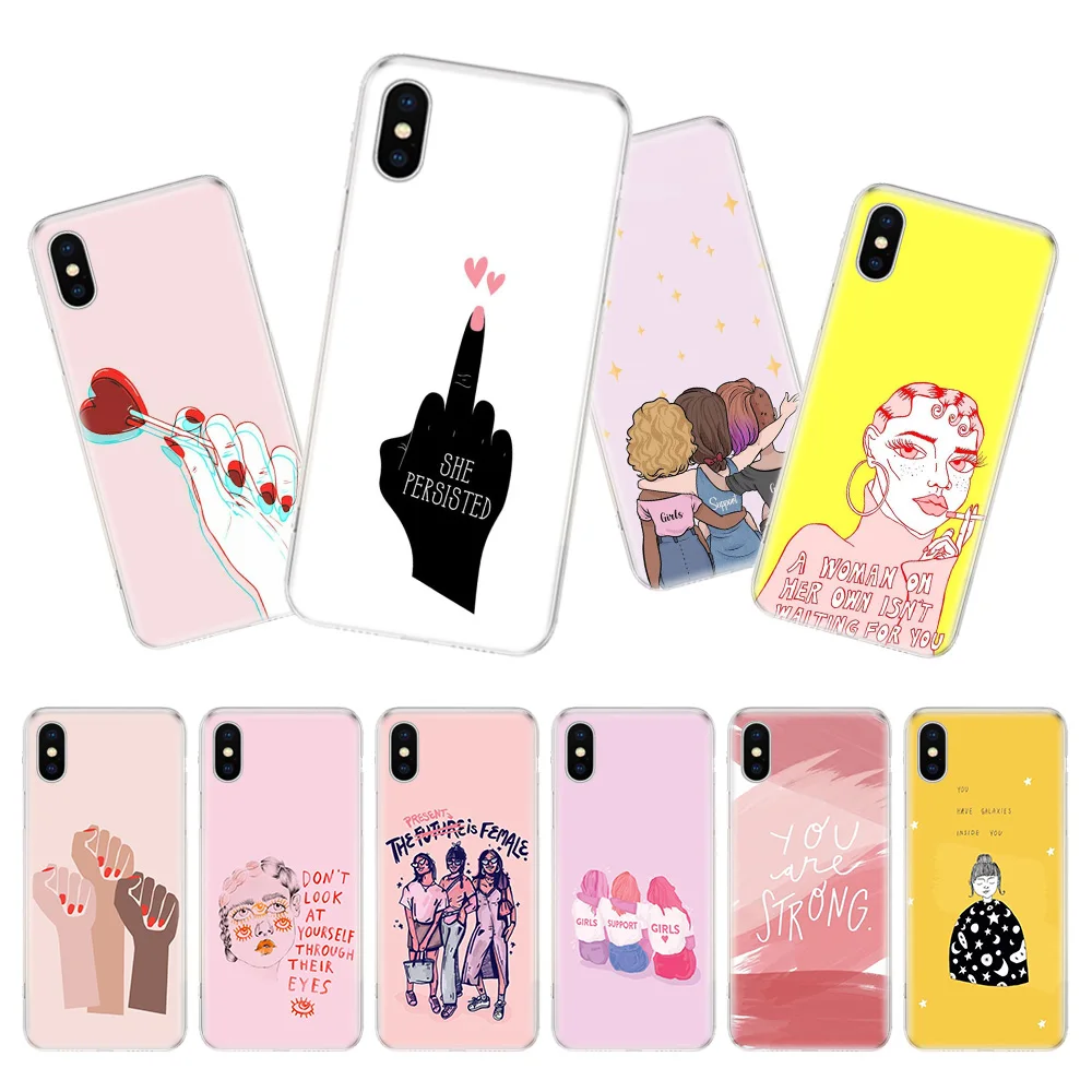 

Feminist Girls Phone Case For iPhone 7 8 6 6S Plus X 10 Ten XS MAX XR 5S SE Art TPU Covers Coque Capa Cas Shell