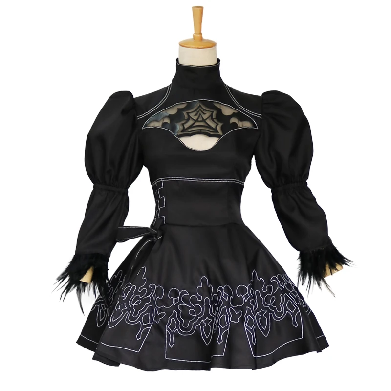 Nier Automata 2B Cosplay Anime Women Costume Set Outfit 2B Girls Halloween Girls Party Black Suit Black Dress Cosplay Costume