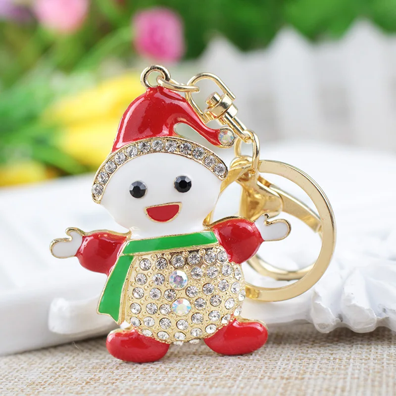 New Hot Selling Funny Keychains Christmas Snowman Gift Keyrings Tassel Leather Key Chain Jewelry