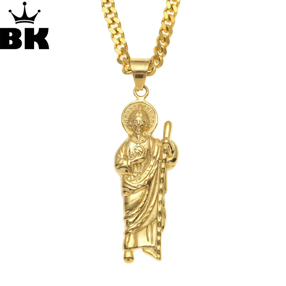 Stainless Steel Crutch Jesus Pendant Necklace For Men Women Chain