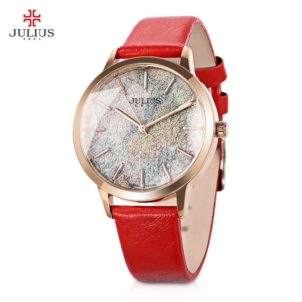 

Julius JA - 977 Women Simple Quartz Watch Leather band Shiny Star Dial Analog Watches