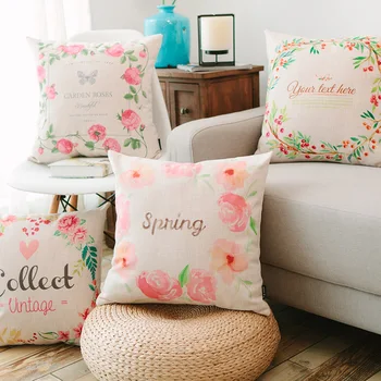 

45*45cm Square Decorative Throw Pillowcase Flower Wreath Printing Wedding Party Pillow Cover Cafe Office Home Body Pillowcase