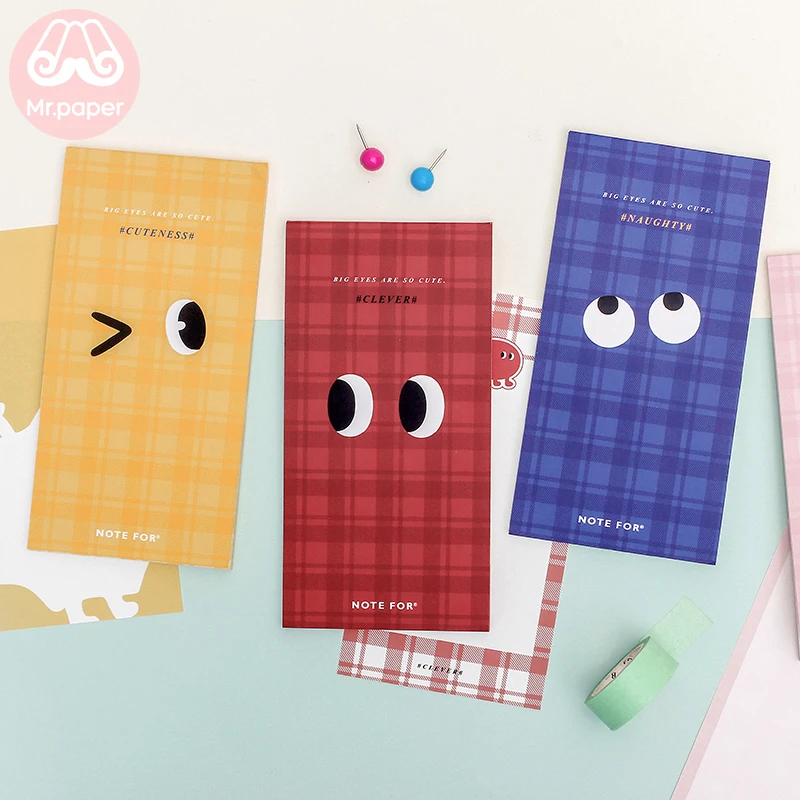 

Mr Paper 24pcs/lot 16 Designs Cute Big Eyes Kawaii Duke My Animal Friends Memo Pads Creative Minimalist Loose Leaf Memo Pads