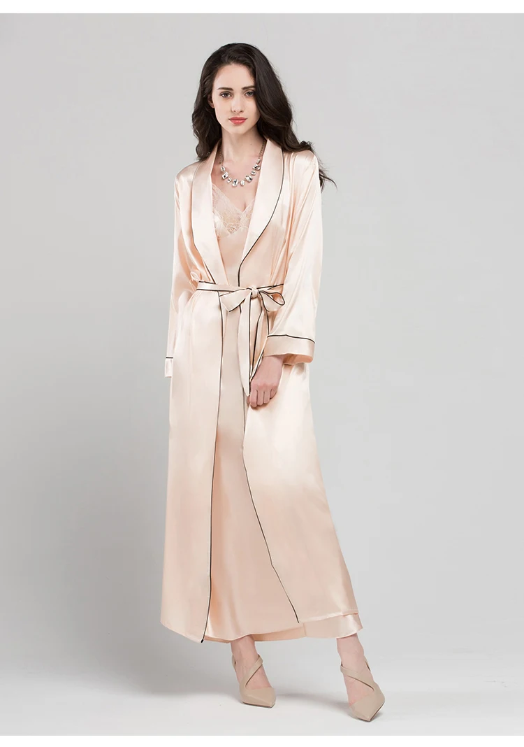 Атласный Шелковый спальный халат женский летний сексуальный халат для невесты модная простая пижама из искусственного шелка женский длинный халат T0801