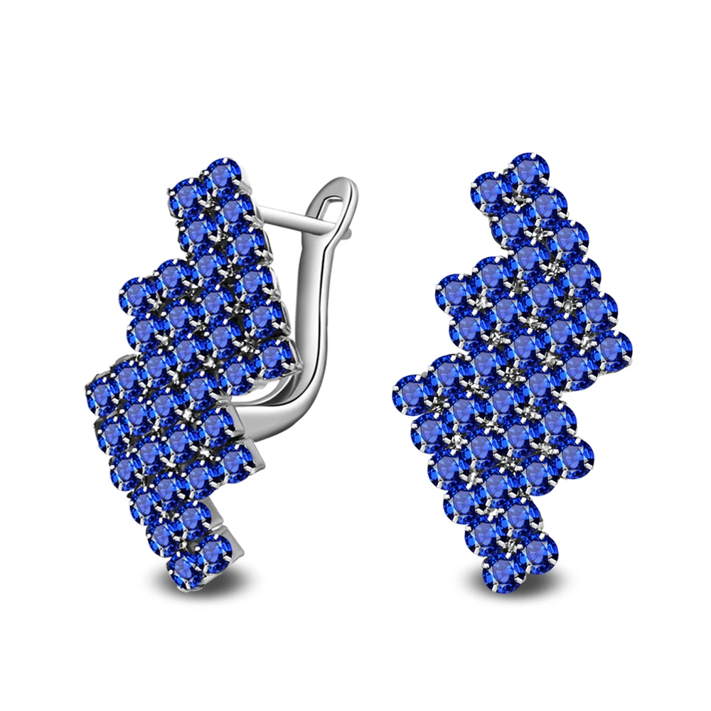

Earings Fashion Jewelry Blue Crystal Earrings White Gold Plated Stud Earrings for Women Brincos boucle d'oreille