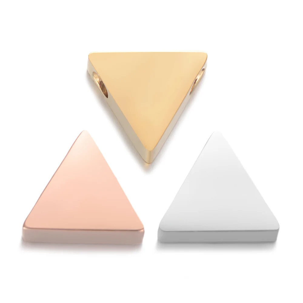 

10pcs/Lot Stainless Steel Mirror Polished Small Hole Bead Charm Triangle Shaped Beads DIY Accessories 9*8mm