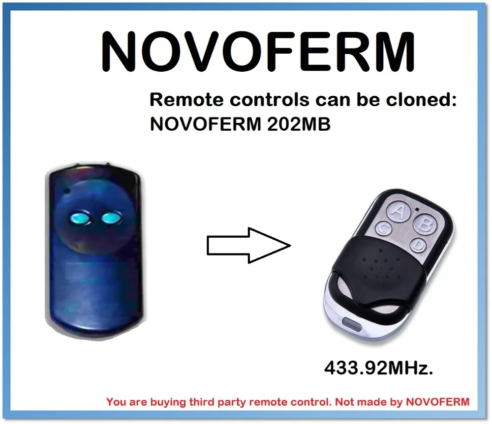 

NOVOFERM 202MB Universal Remote Control Duplicator 4-Channel 433.92MHz .(only for 433.92mhz fixed code)