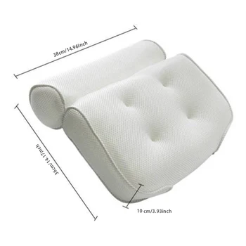 

3D Mesh Non-Slip Cushioned Bath Tub Spa Pillow Suction Cup Great Relaxing Pillow Practical Bathroom Household Supply