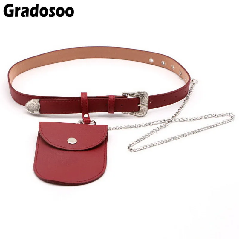 

Mihaivina Fashion Design Waist Pack PU Leather Women Belt Chain Bags Female Bag Fanny Pack Detachable Chain Hip Belt Bag LBF298