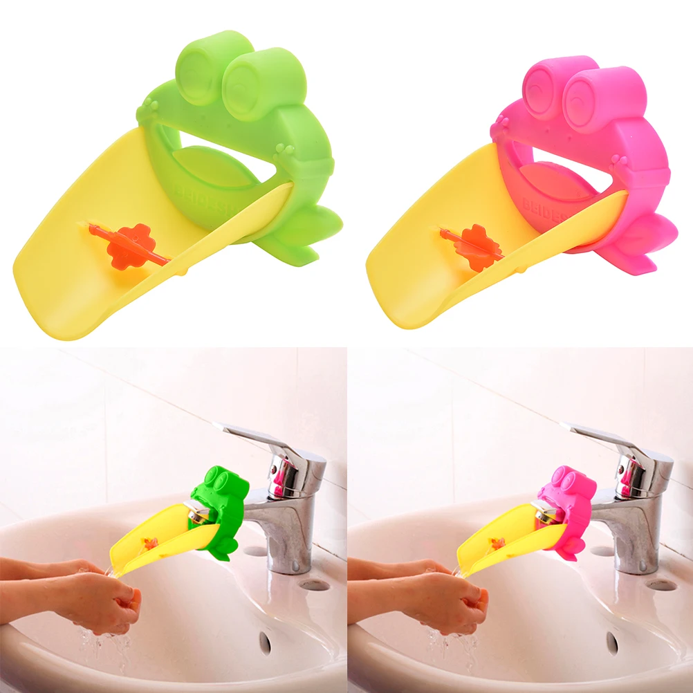 Kawaii Frog Bathroom Sink Faucet Chute Extender Children Kids Wash Hands Convenient for Baby Washing Helper 2 Colors 1PC