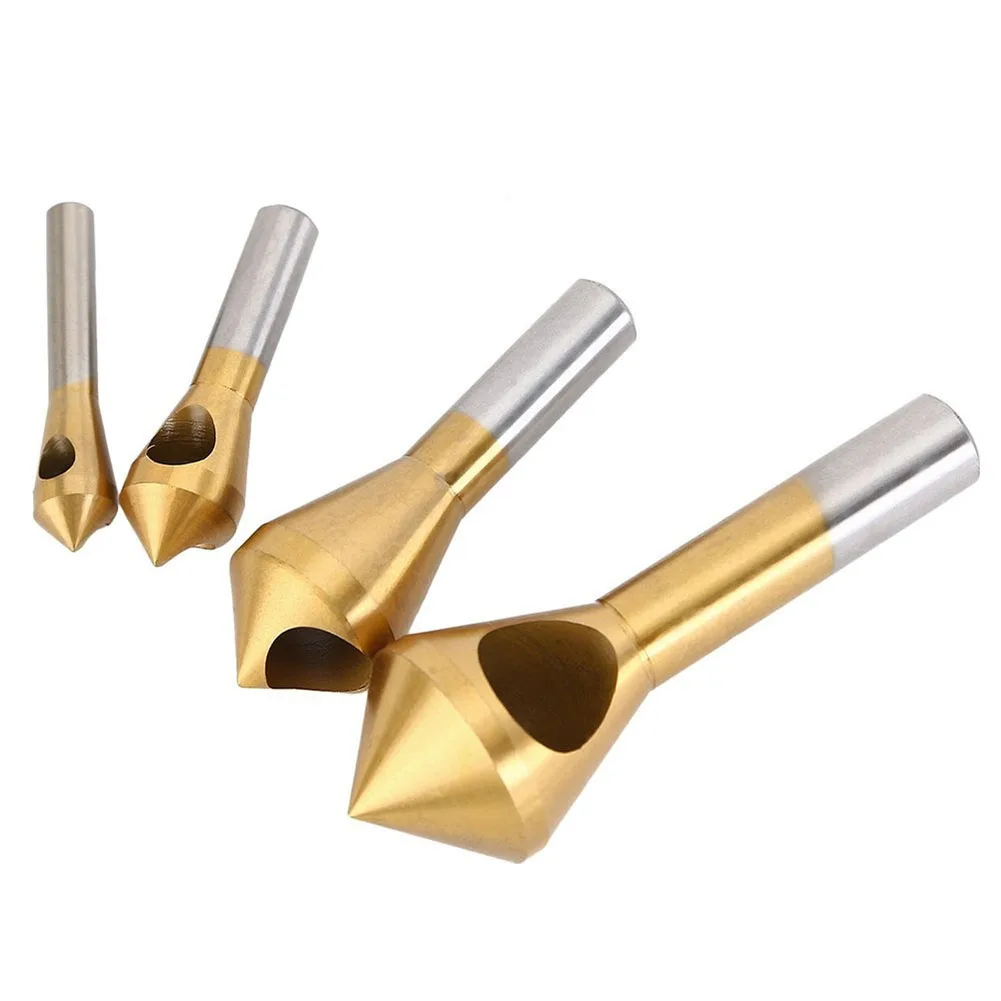 Titanium Countersink Chamfer Deburring Tool Drill Bit Set with Hole for Steel Wood Plastic