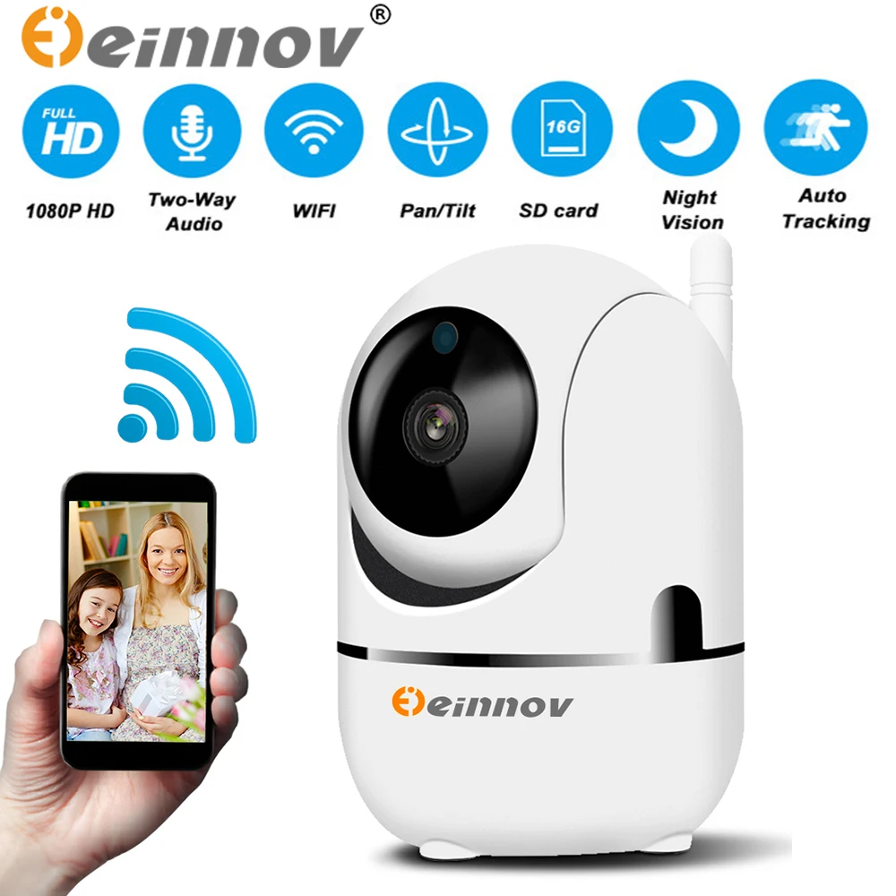 

Einnov PTZ Auto Tracking 1080P Mini Wifi Camera IP Surveillance Home Camera Security Camara Wireless HD Pet Baby Monitor ycc365