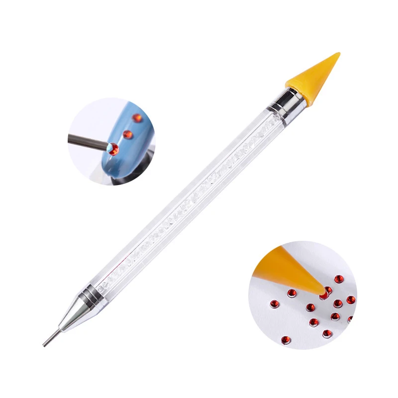 

1 Pc Dual-ended Nail Dotting Pen Wax Pencil Rhinestone Studs Picker Crystal Beads Handle Nail Art Tool 2 Ways Manicure Kit