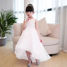 Новинка; белое кружевное платье с аппликацией для девочек на свадьбу; платье с цветочным узором для девочек со шлейфом; торжественное платье для первого причастия; платье для крещения; платье для дня рождения