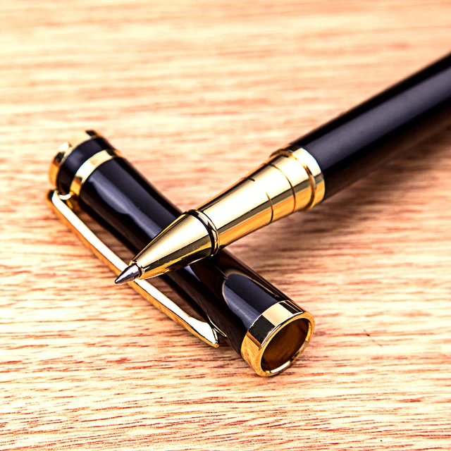 100pcs/lot High quality luxury Full metal ballpoint pen Black ink gel pen Stationery Business