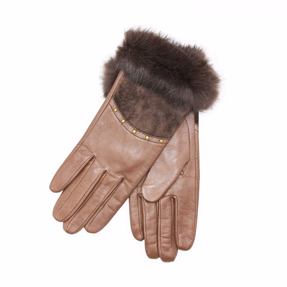 

Winter Gloves Women Gloves 2018 New Personality Fashion Warm Leather Gloves Plus Velvet Short Goatskin Gloves Handschoenen