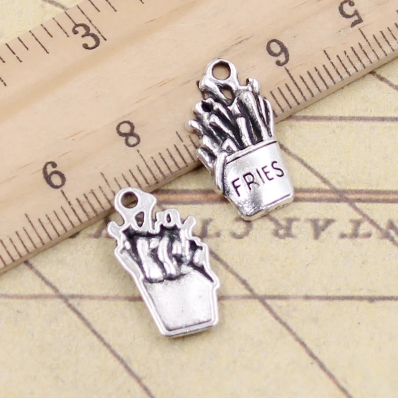 

20pcs Charms French Fries 19x10mm Tibetan Silver Color Pendants Antique Jewelry Making DIY Handmade Craft