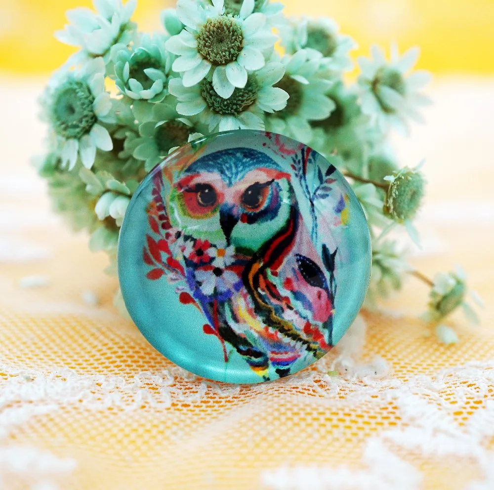 

10PCS/lot Round 12MM Cute Owl Glass Cabochon for make bracelet necklace Jewelry for women 2019 earring pins brooch craft supply