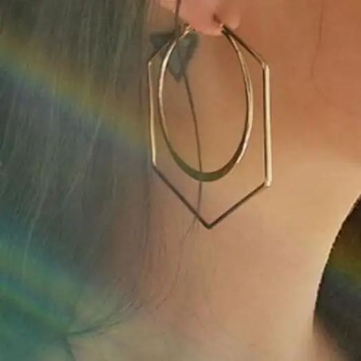 

e 81 1 pair of fashion hollow honeycomb hexagonal cut earrings hexagonal simple elegant earrings geometric exaggerated earrings