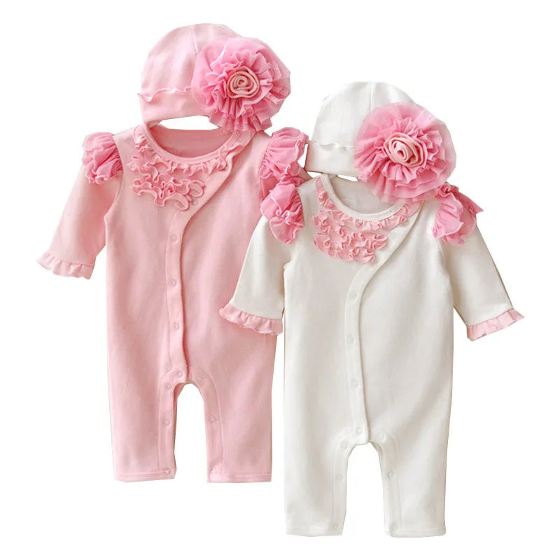 Для новорожденных милые детские мой первый комплект одежды Демисезонный Новый стиль комбинезон + Кепки 2 шт. комплект одежды Birstday вечерние