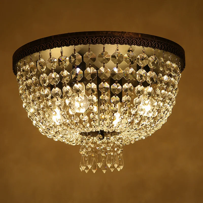 

European Style Luxury Crystal LED Chandelier Circular Simple Ceiling Lamp for Living Room Dining Room Cloakroom Bedroom