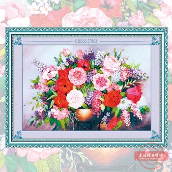 

DIY Ribbon Embroidery Flower Decorative Paintings Needlework Kits Cross Stitch Crafts Wall Art Living Room Decoration C-0190