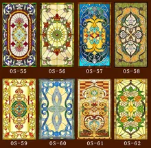 Custom No glue electrostatic scrubs translucent church stained glass windows and doors wardrobe furniture foil stickers