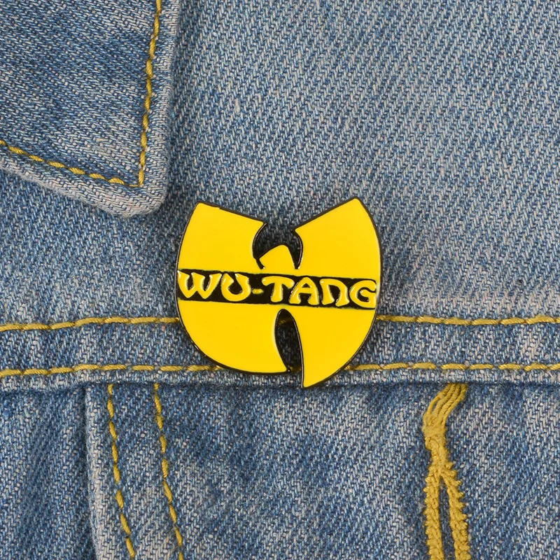 

Cartoon Creative WU-TANG Rock Dish Enamel Brooch Yellow Geometry Alloy Badge Denim Shirt Bag Pin Fun Jewelry Gift
