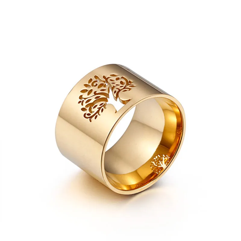 New 316L Stainless Steel Tree of Life Women Rings Pattern Finger Rings Girl Luxury Party/Wedding Rings Jewelry