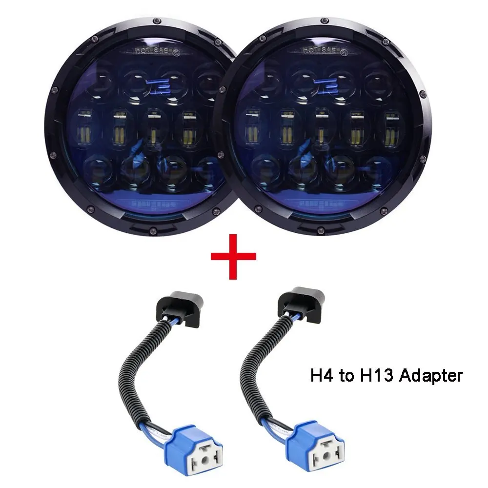 Exclusive Blue Projector Lens Brightest 7 inch LED Headlights Amber Turn Signal DRL Bulbs Kit for Jeep Wrangler JK LJ JKU TJ CJ Sahara Rubicon Freedom Dragon Edition Unlimited