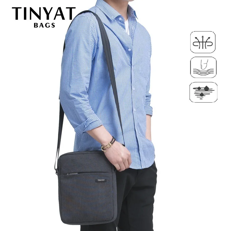 TINYAT Shockproof Men's Crossbody Bag pack hidden zipper Shoulder Bags for 9.7' pad Male Handbag Canvas Leather Messenger Bags TINYAT Shockproof Men's Crossbody Bag pack hidden zipper Shoulder Bags for 9.7' pad Male Handbag Canvas Leather Messenger Bags