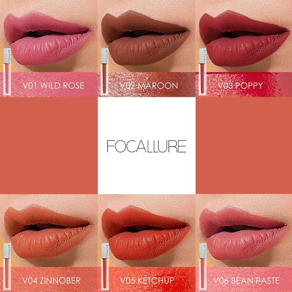 Focallure Matte блеск для губ водостойкий стойкий высококачественный красно-коричневый бархатный тинт для губ женский косметический макияж блеск для губ