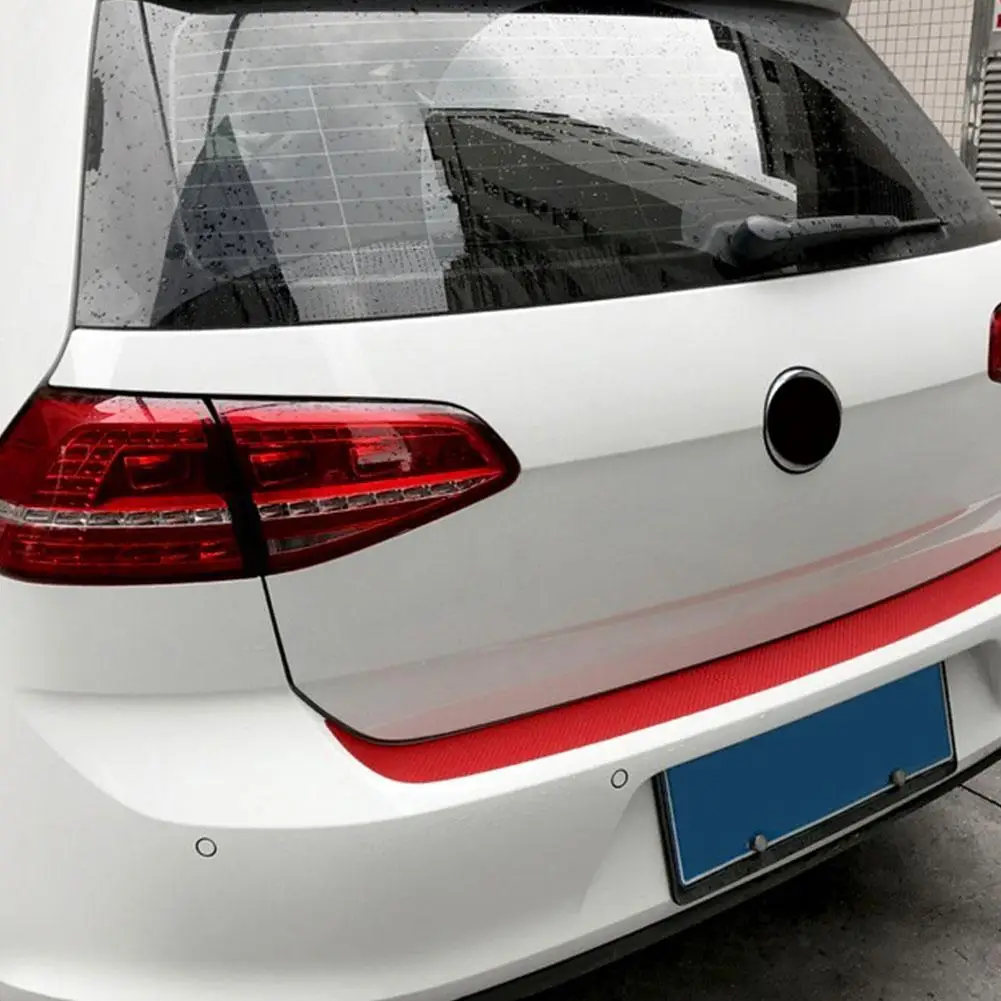 Наклейка на заднюю панель багажника, накладка на задний бампер автомобиля, обивка, защита от царапин, наклейка, полоса, 3D пленка из углеродного волокна