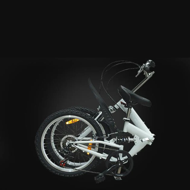 Cheap 20 Inch Folding Bike Mountain High Quality Bicycle Bilateral Pedal Double V Brake Bilateral Folding Pedal White And Yellow 3
