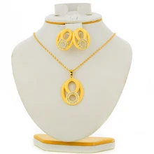 Ювелирное изделие стиля dubai наборы для Для женщин с украшением в виде кристаллов круглая подвеска серьги Золотой Ювелирные наборы для невесты Свадебная вечеринка подарок