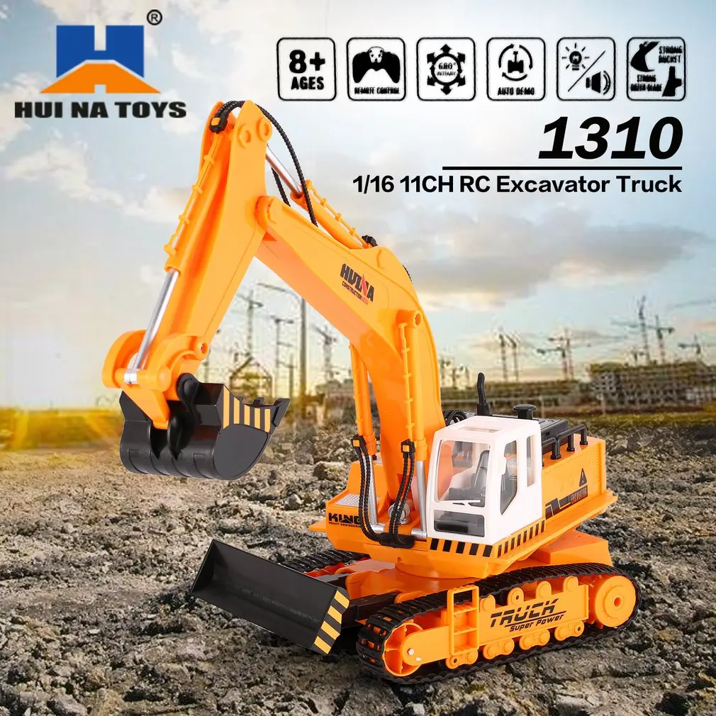 

HUINA TOYS 1310 1/16 11CH RC Excavator Truck Engineering Construction Car Remote Control Vehicle with 680' rotation Light HOT