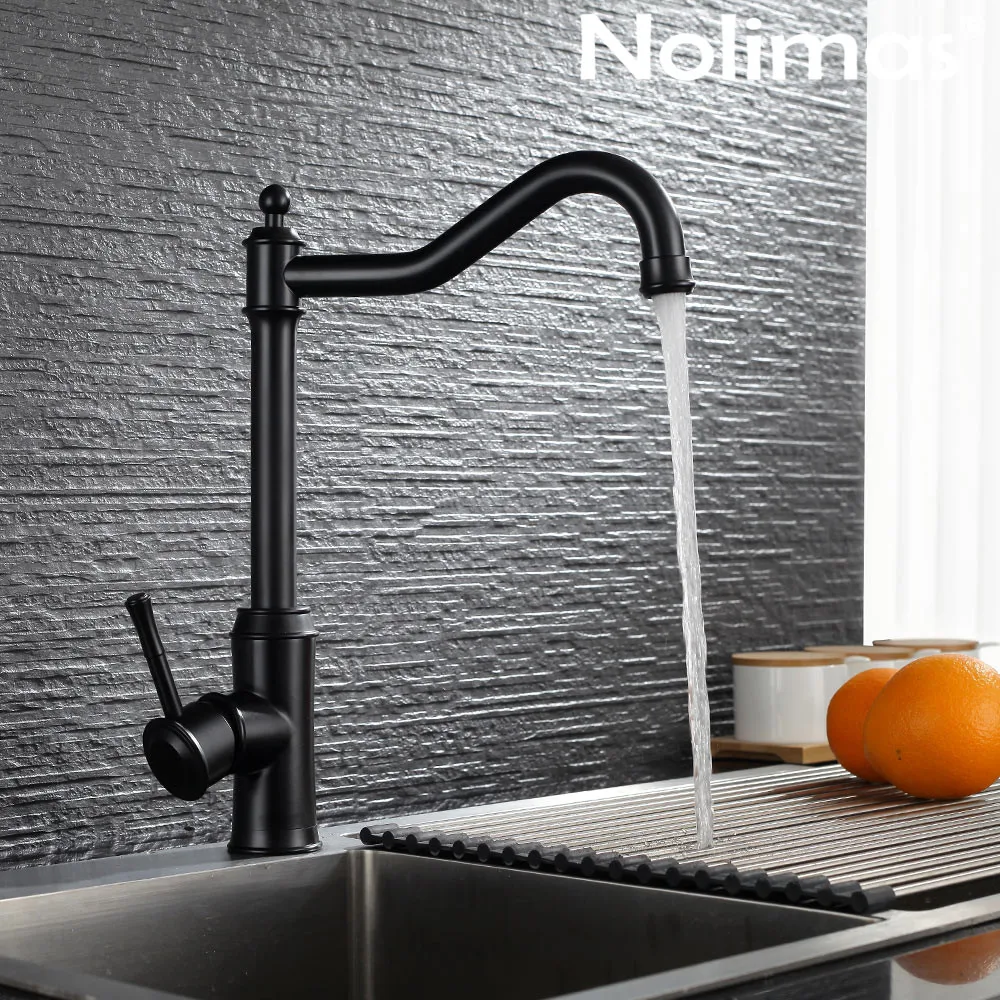 

Kitchen Faucet SUS 304 stainless steel Deck Mounted Faucets Black paint Spool Mixer Water Faucet Hot And Cold Double Control Tap