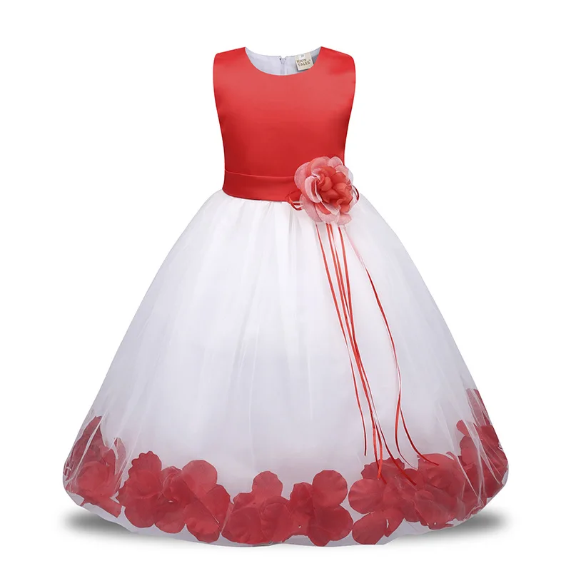 

Summer Kids Girls Flower Dresses Satin Mesh Children's Girls Princess Dress Child Girl Formal Dress for Party for 4-10 Years Old