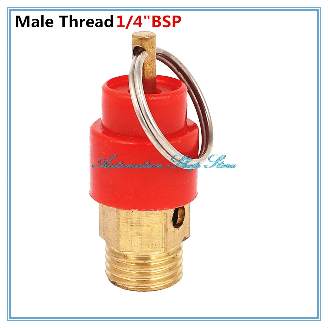 

Pneumatic Compressor Fitting 1/4" BSP Male Thread Pressure Relief Valve 8KG 0.8MPA Red Cap