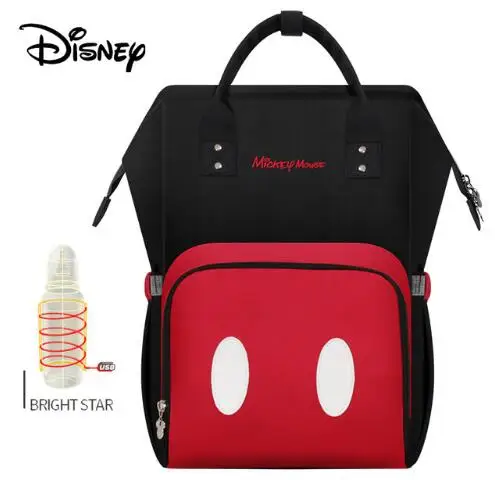 Сумка для подгузников disney, рюкзак, USB бутылочка, изоляционные сумки, Минни, большая емкость, для путешествий, Оксфорд, для кормления, сумки для ухода за ребенком, сумки для мам - Цвет: 2