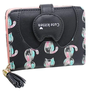 

FGGS-Ctue Women Cat Purse Short Wallet Bags Handbags Card Holder