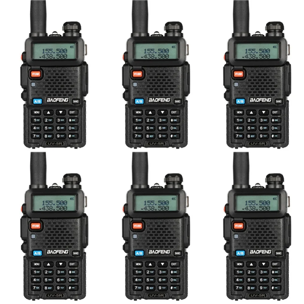 6 комплектов BaoFeng рация UV-5R двухсторонняя cb радио обновленная версия baofeng uv5r 128CH 5 Вт VHF UHF 136-174 МГц и 400-520 МГц в Испании