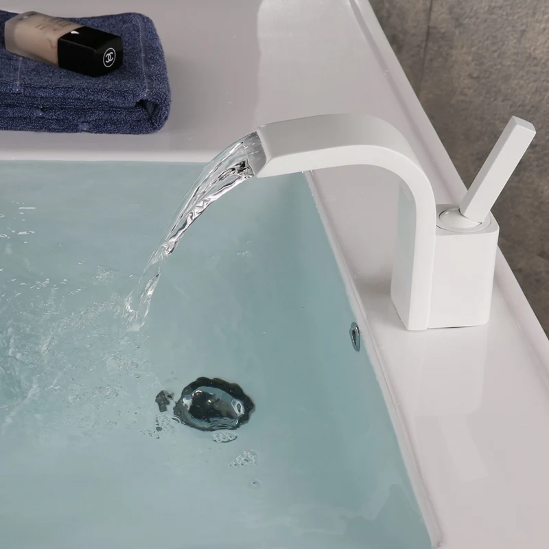 POIQIHY Chrome полированная/черный/белый Ванная комната смеситель холодной и горячей воды смеситель Одной ручкой на одно отверстие воды коснитесь