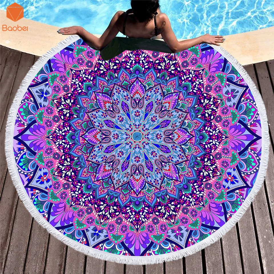 Bohemian Style Bath Towel Beach Thicking Round Printed Beach Towel