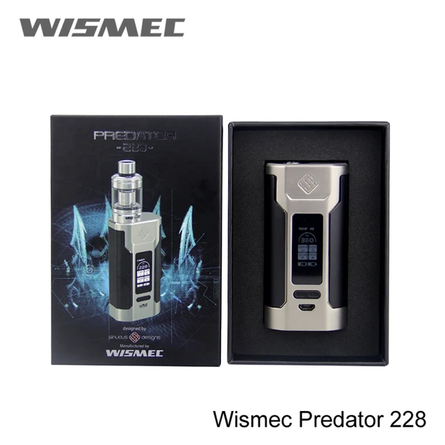 100% Оригинальные wismec Хищник 228 с elabo комплект Predator 228 mod и elabo Танк оснащен сменный 18650 Батарея VAPE Комплект