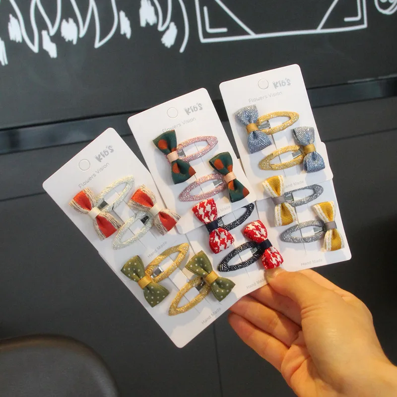 

2Pcs/lot New Fashion Girls Bows BB Clips Bowknots Cute Kids Headwear Children Hair Clips Hiar Accessories Hot sale