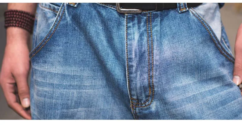 Mcikkny Summer Men's Cargo Denim Shorts Multi pockets Hip Hop Loose Jeans Shorts For Male Washed  (3)