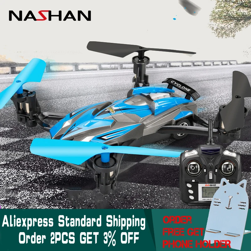 

Nashan 360 Flips Air-Road RC Drone Car 2 in 1 Flying Car 2.4G RC Quadcopter Drone 6-Axis 4CH Helicopter With LED Lights for Boys